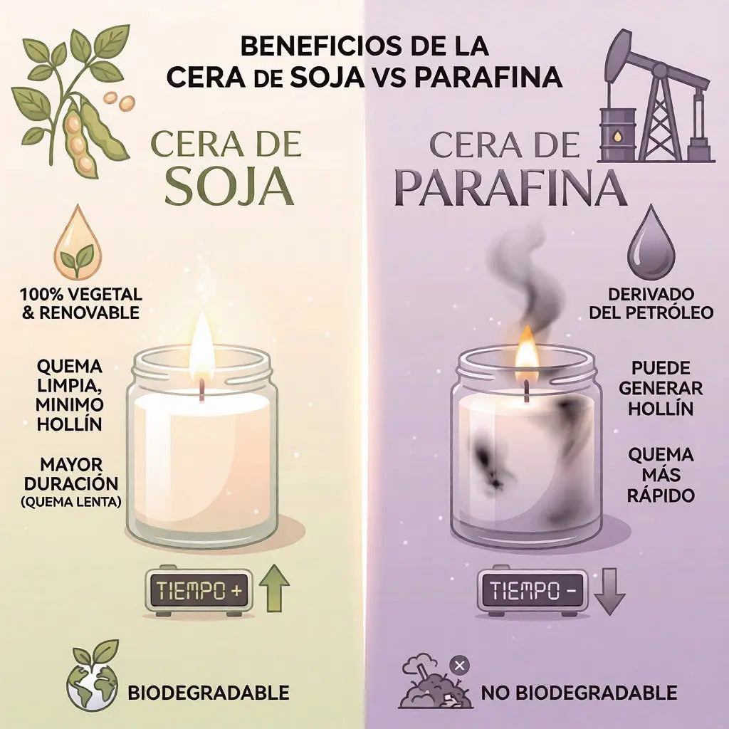 Comparación entre vela de soja y parafina