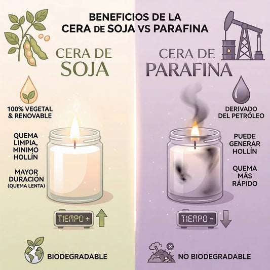 Comparación entre vela de soja y parafina